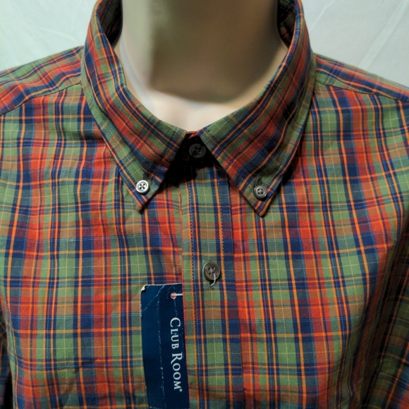 Men's Club Room button down dress shirt green & Red size XL New with tags - Picture 3 of 5